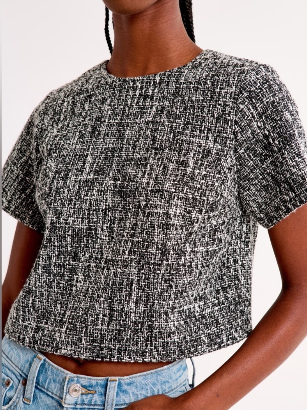 Abercrombie & Fitch Tweed Top Black & White